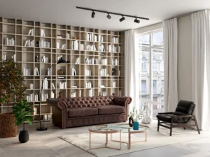 Canapé 3 places chesterfield CLOTAIRE 100% cuir vieilli