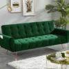 Canapé 3 places convertible clic-clac en velours POLANI - Vert sapin