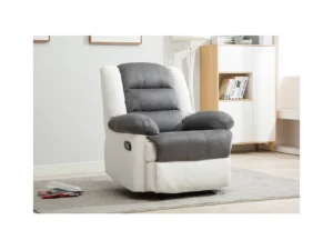 Fauteuil relax "Buckingham" - 85 x 93 x 100 cm - Blanc / Gris clair