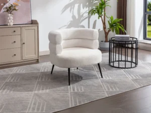 Fauteuil en tissu bouclette blanc CAMEDO