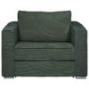 1 Fauteuil convertible express en velours côtelé vert sapin - Couchage 70 cm - Matelas 14 cm - LORETO