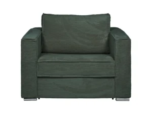 Fauteuil convertible express en velours côtelé vert sapin - Couchage 70 cm - Matelas 14 cm - LORETO