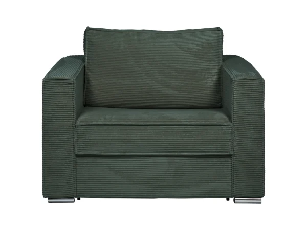 1 Fauteuil convertible express en velours côtelé vert sapin - Couchage 70 cm - Matelas 14 cm - LORETO