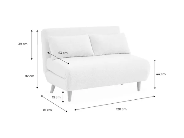 Canapé convertible en tissu bouclettes crème - Guesta - 2 places scandinave