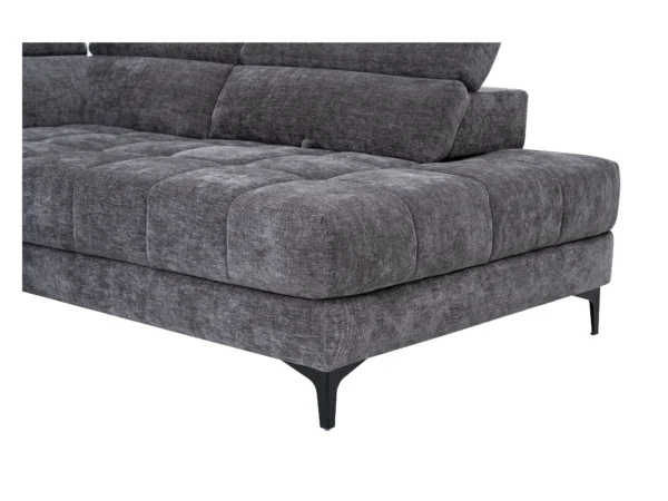 Canapé d'angle droit relax avec assise coulissante électrique en tissu anthracite MONISO