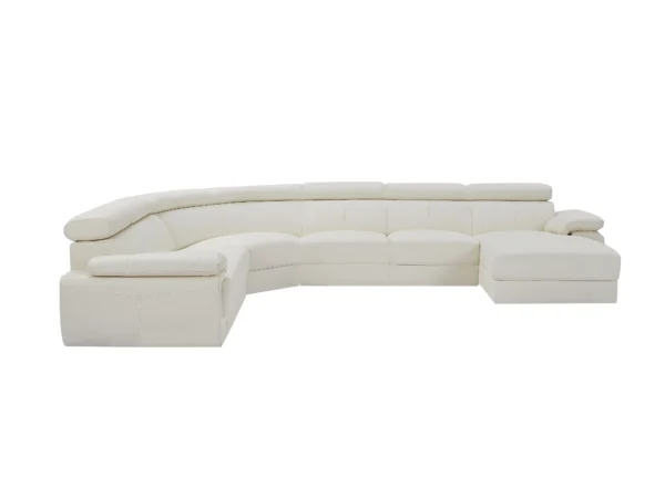 Grand canapé d'angle droit panoramique en cuir blanc
