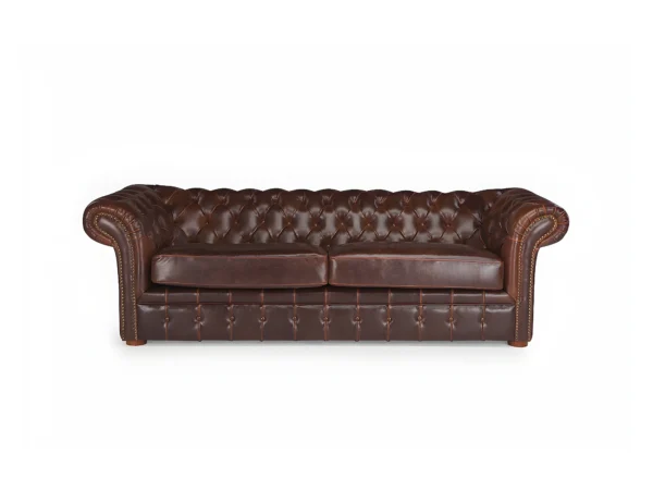 2 Canapé 3 places chesterfield CLOTAIRE 100% cuir vieilli