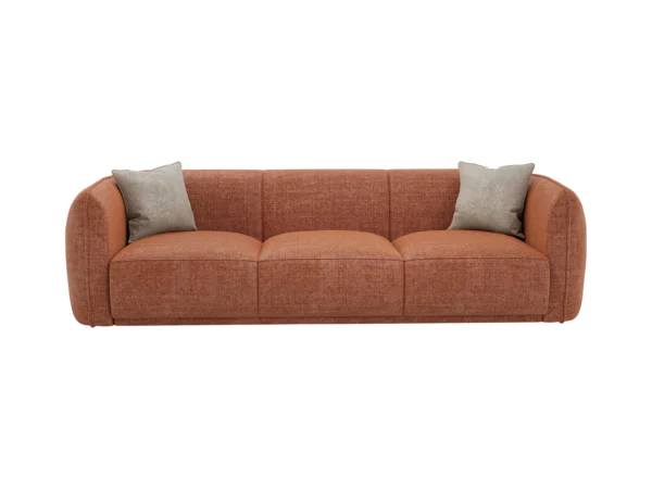 2 Canapé 3 places en tissu chenille terracotta JUNETI