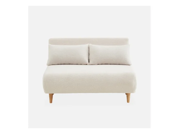 Canapé convertible en tissu bouclettes crème - Guesta - 2 places scandinave