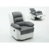 Fauteuil relax "Buckingham" - 85 x 93 x 100 cm - Blanc / Gris clair