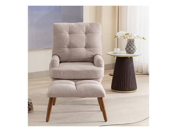 Fauteuil Convertible avec repose-pieds et dossier réglable - Beige