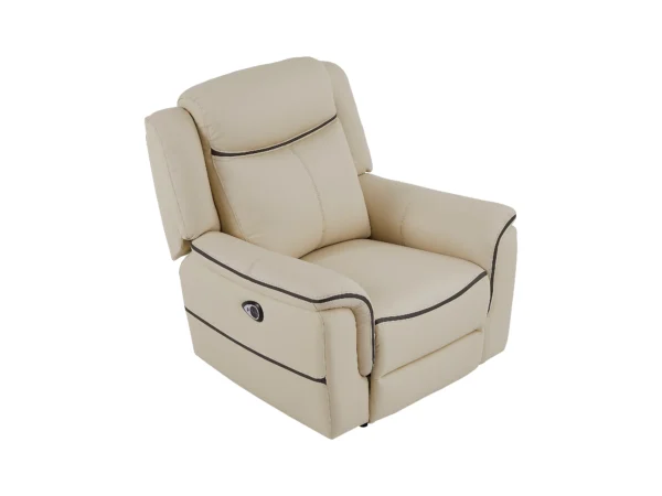 Fauteuil relax électrique en cuir beige ADELIO