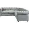 Canapé d'angle en velours CHESTERFIELD - Gris clair