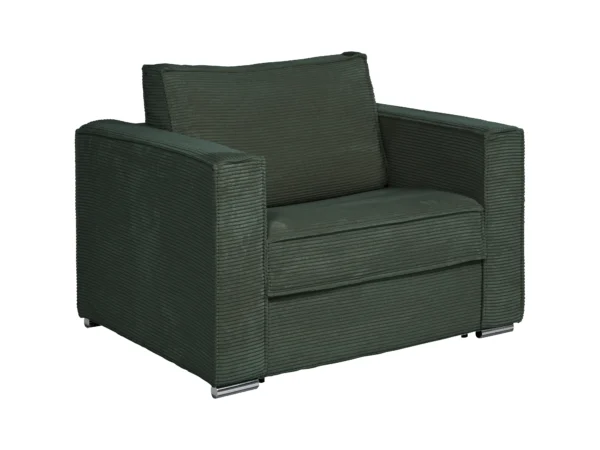 22 Fauteuil convertible express en velours côtelé vert sapin - Couchage 70 cm - Matelas 14 cm - LORETO
