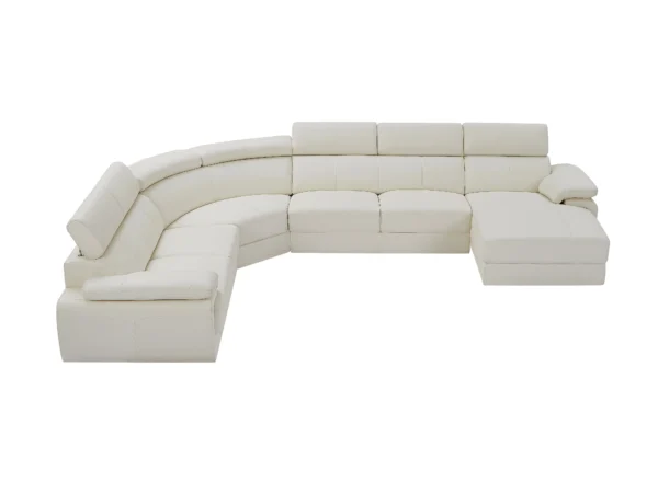 Grand canapé d'angle droit panoramique en cuir blanc