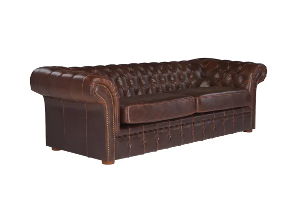 3 Canapé 3 places chesterfield CLOTAIRE 100% cuir vieilli