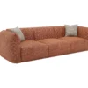 3 Canapé 3 places en tissu chenille terracotta JUNETI