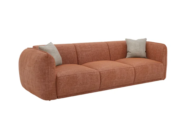 3 Canapé 3 places en tissu chenille terracotta JUNETI