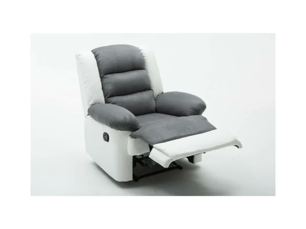 Fauteuil relax "Buckingham" - 85 x 93 x 100 cm - Blanc / Gris clair