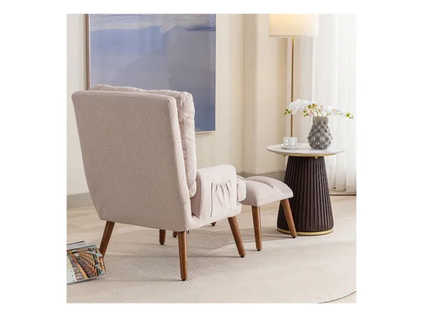Fauteuil Convertible avec repose-pieds et dossier réglable - Beige