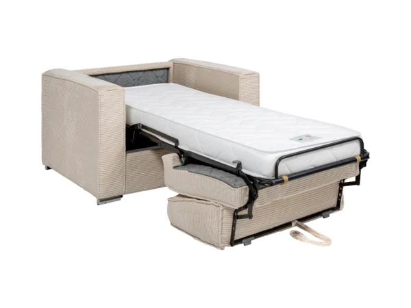 3 Fauteuil convertible express en velours côtelé vert sapin - Couchage 70 cm - Matelas 14 cm - LORETO