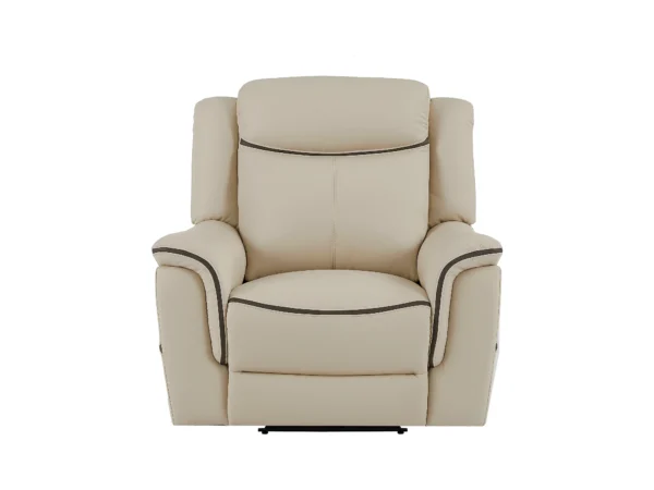 Fauteuil relax électrique en cuir beige ADELIO