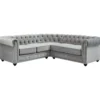 Canapé d'angle en velours CHESTERFIELD - Gris clair