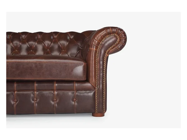 4 Canapé 3 places chesterfield CLOTAIRE 100% cuir vieilli