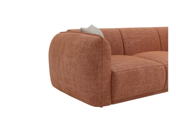 4 Canapé 3 places en tissu chenille terracotta JUNETI