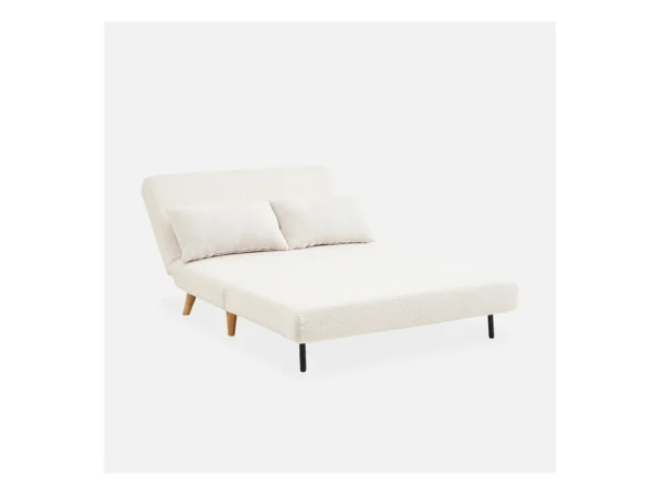 Canapé convertible en tissu bouclettes crème - Guesta - 2 places scandinave