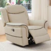 Fauteuil relax électrique en cuir beige ADELIO