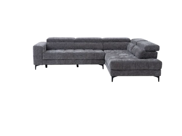 Canapé d'angle droit relax avec assise coulissante électrique en tissu anthracite MONISO
