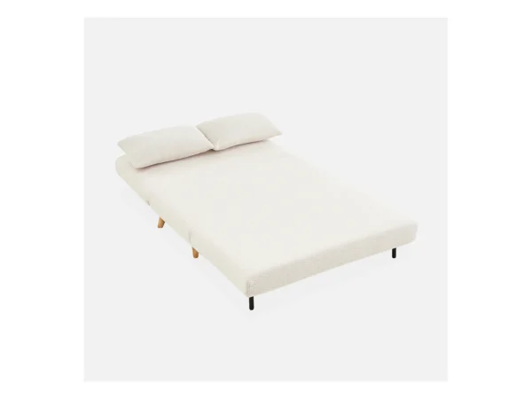 Canapé convertible en tissu bouclettes crème - Guesta - 2 places scandinave