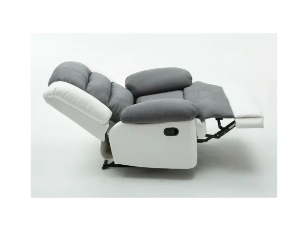 Fauteuil relax "Buckingham" - 85 x 93 x 100 cm - Blanc / Gris clair