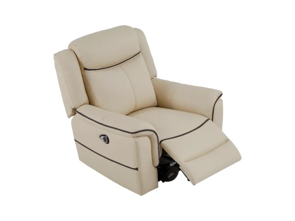 Fauteuil relax électrique en cuir beige ADELIO