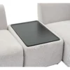 Canapé d'angle droit modulable avec tablette en tissu gris clair RANASO
