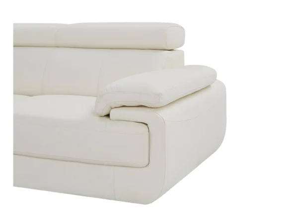 Grand canapé d'angle droit panoramique en cuir blanc