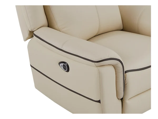 Fauteuil relax électrique en cuir beige ADELIO