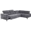 Canapé d'angle droit relax avec assise coulissante électrique en tissu anthracite MONISO