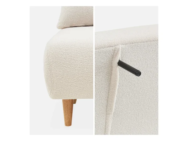 Canapé convertible en tissu bouclettes crème - Guesta - 2 places scandinave