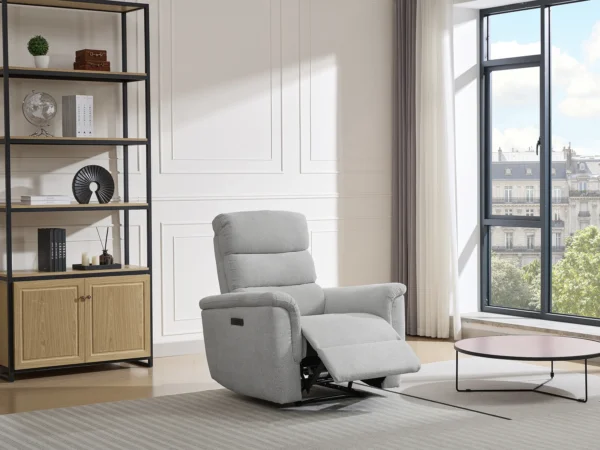 Fauteuil relax électrique en tissu gris clair CARTASIA