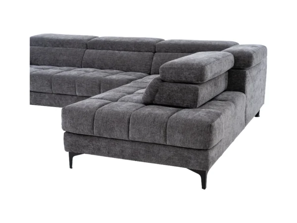 Canapé d'angle droit relax avec assise coulissante électrique en tissu anthracite MONISO