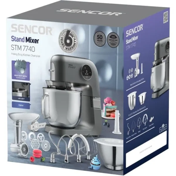 Robot pâtissier - SENCOR - STM 7740 PAUL 2 - 1500 W - Acier inoxydable
